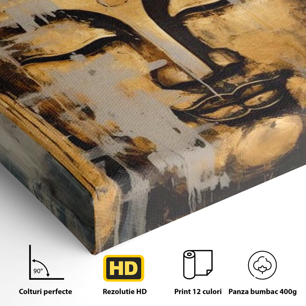 Tablou Canvas Premium LuxCanva® I126, Spirit Etern, Buddha, Zen, Meditatie, Spiritualitate, Armonie, Pace Interioara, Echilibru, Ritual, Urna, Gold, Living, Dormitor