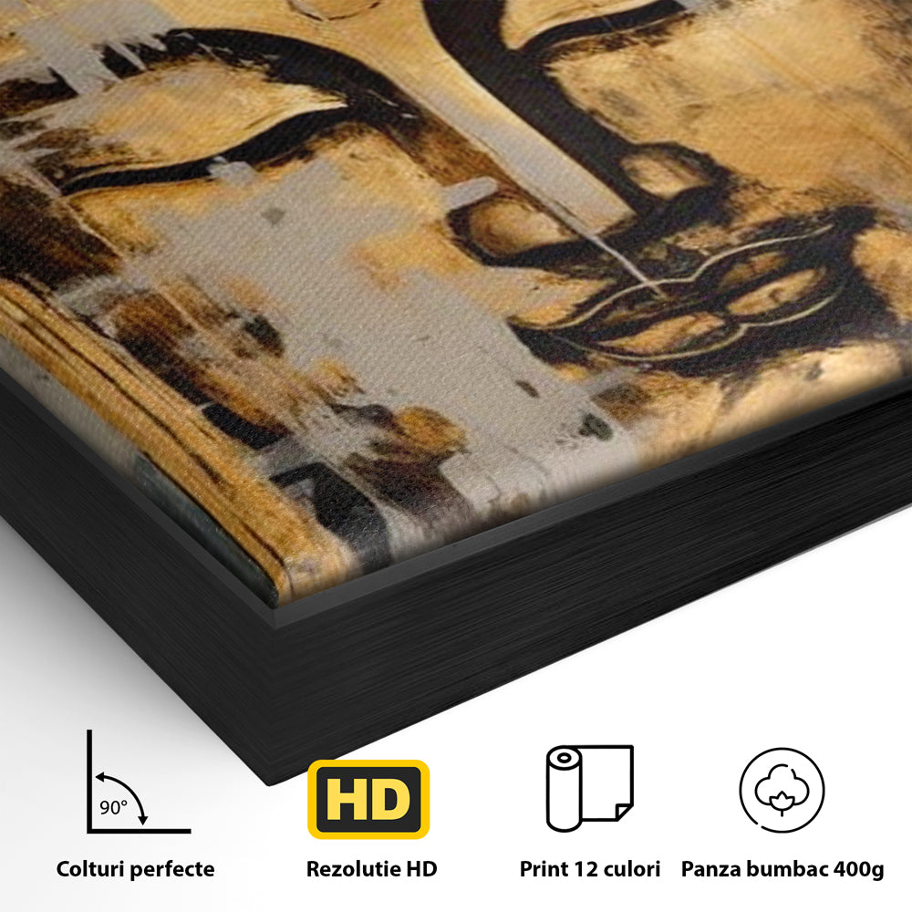Tablou Canvas Premium LuxCanva® I126, Spirit Etern, Buddha, Zen, Meditatie, Spiritualitate, Armonie, Pace Interioara, Echilibru, Ritual, Urna, Gold, Living, Dormitor