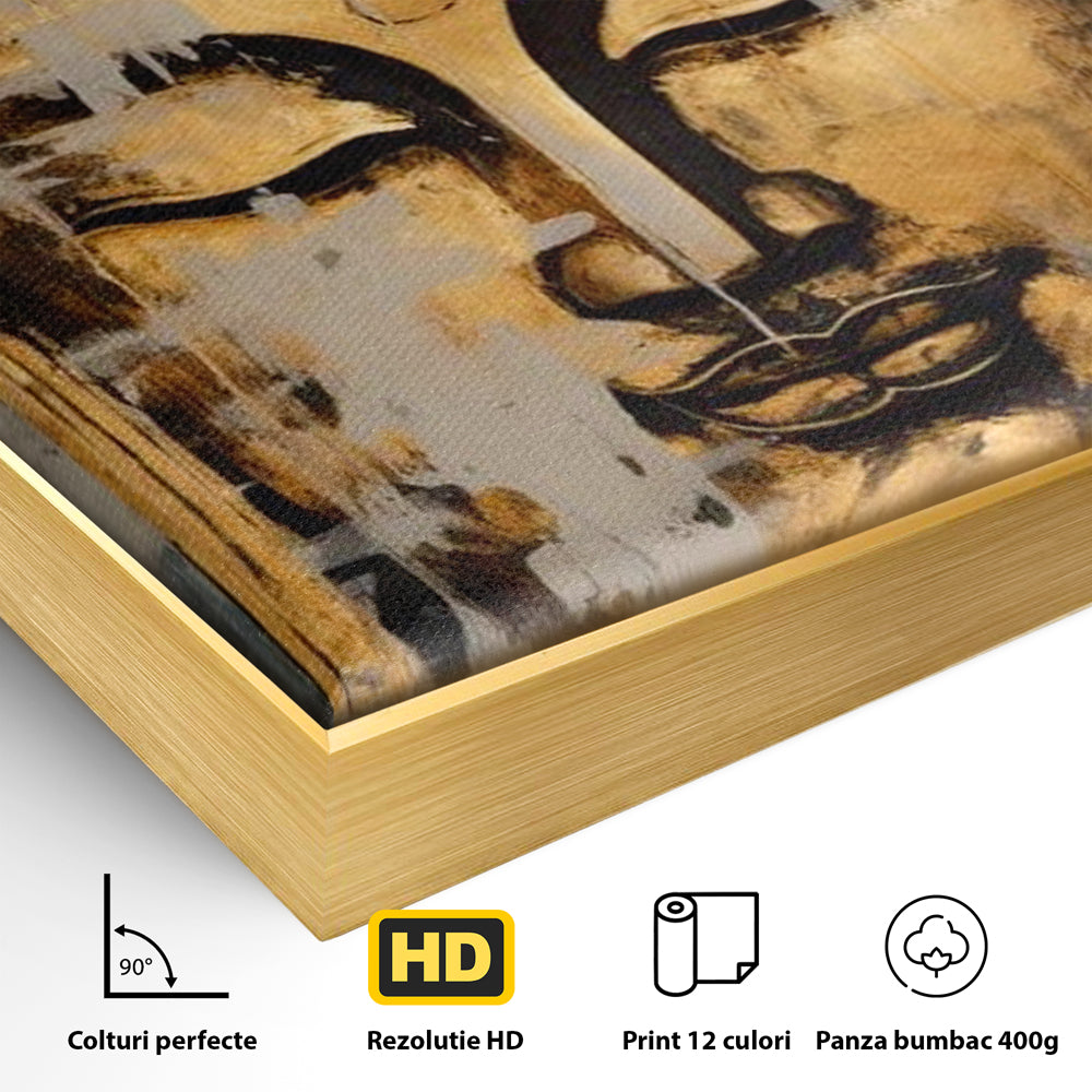 Tablou Canvas Premium LuxCanva® I126, Spirit Etern, Buddha, Zen, Meditatie, Spiritualitate, Armonie, Pace Interioara, Echilibru, Ritual, Urna, Gold, Living, Dormitor