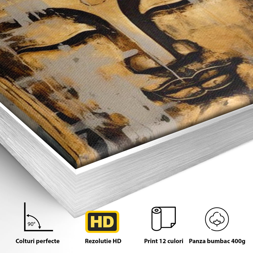Tablou Canvas Premium LuxCanva® I126, Spirit Etern, Buddha, Zen, Meditatie, Spiritualitate, Armonie, Pace Interioara, Echilibru, Ritual, Urna, Gold, Living, Dormitor