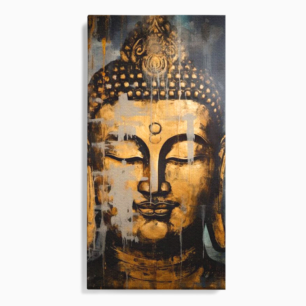 Tablou Canvas Premium LuxCanva® I126, Spirit Etern, Buddha, Zen, Meditatie, Spiritualitate, Armonie, Pace Interioara, Echilibru, Ritual, Urna, Gold, Living, Dormitor