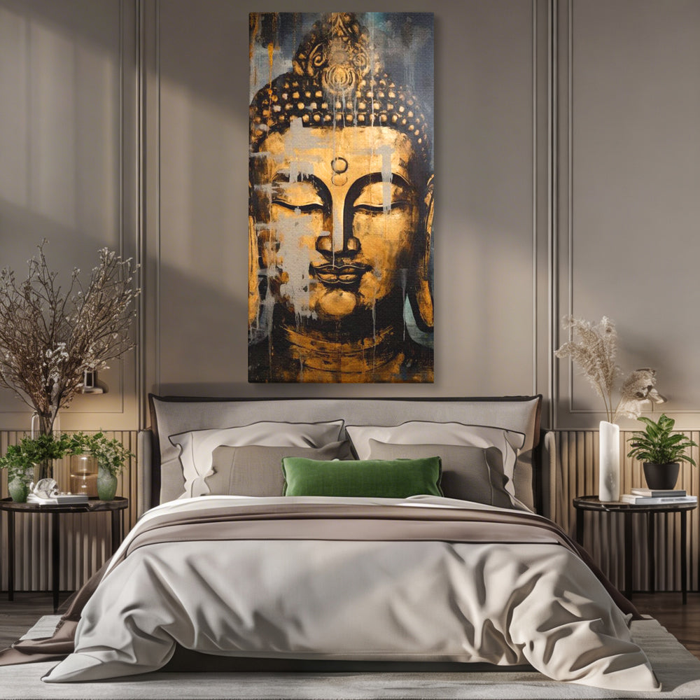 Tablou Canvas Premium LuxCanva® I126, Spirit Etern, Buddha, Zen, Meditatie, Spiritualitate, Armonie, Pace Interioara, Echilibru, Ritual, Urna, Gold, Living, Dormitor