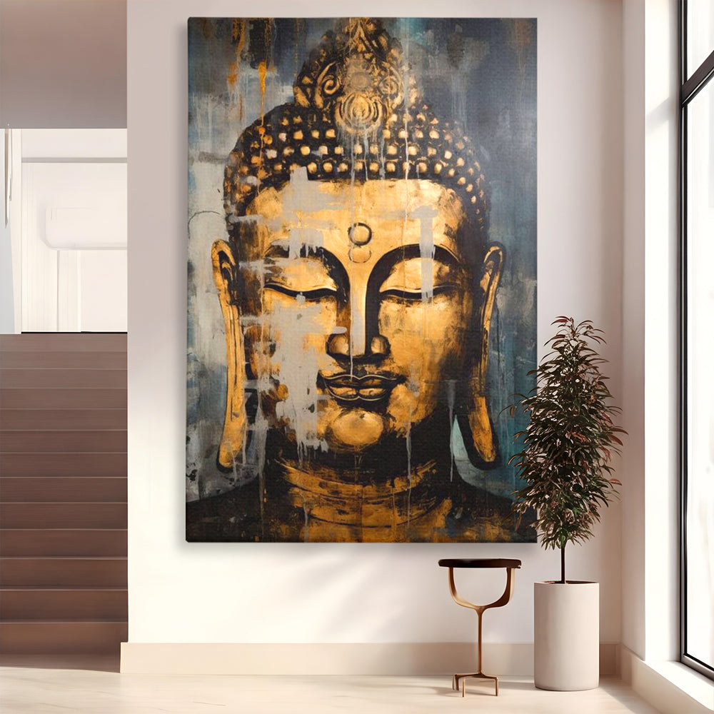 Tablou Canvas Premium LuxCanva® I126, Spirit Etern, Buddha, Zen, Meditatie, Spiritualitate, Armonie, Pace Interioara, Echilibru, Ritual, Urna, Gold, Living, Dormitor