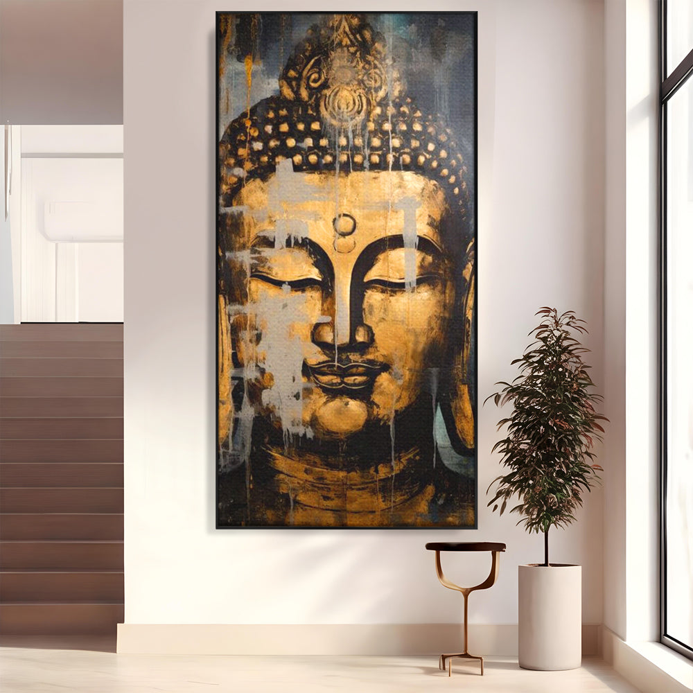 Tablou Canvas Premium LuxCanva® I126, Spirit Etern, Buddha, Zen, Meditatie, Spiritualitate, Armonie, Pace Interioara, Echilibru, Ritual, Urna, Gold, Living, Dormitor