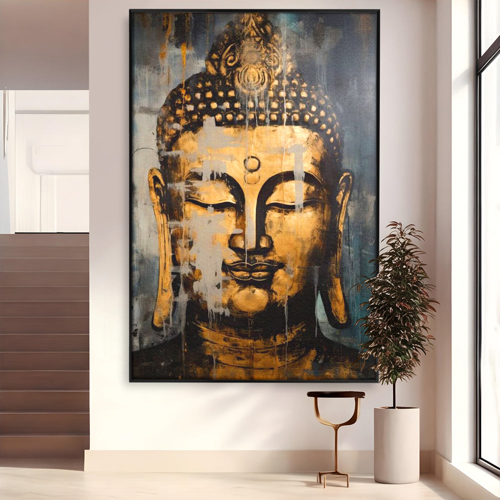 Tablou Canvas Premium LuxCanva® I126, Spirit Etern, Buddha, Zen, Meditatie, Spiritualitate, Armonie, Pace Interioara, Echilibru, Ritual, Urna, Gold, Living, Dormitor