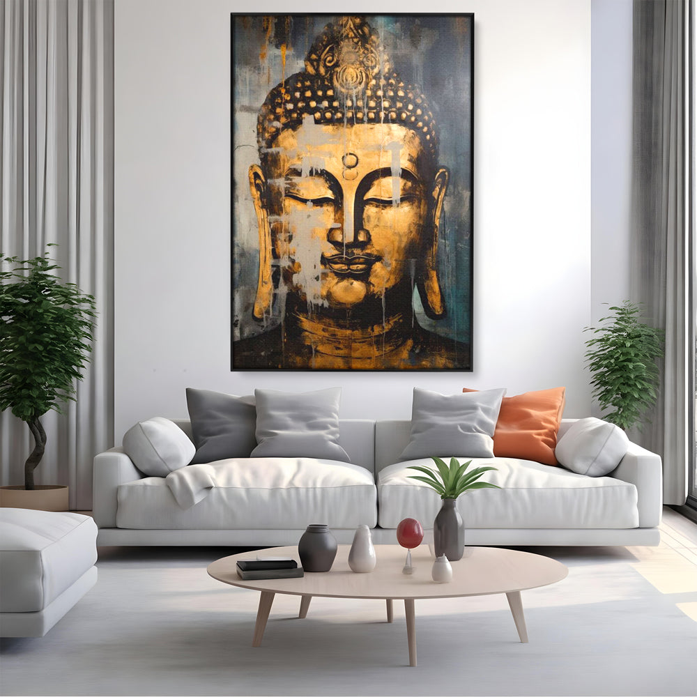 Tablou Canvas Premium LuxCanva® I126, Spirit Etern, Buddha, Zen, Meditatie, Spiritualitate, Armonie, Pace Interioara, Echilibru, Ritual, Urna, Gold, Living, Dormitor