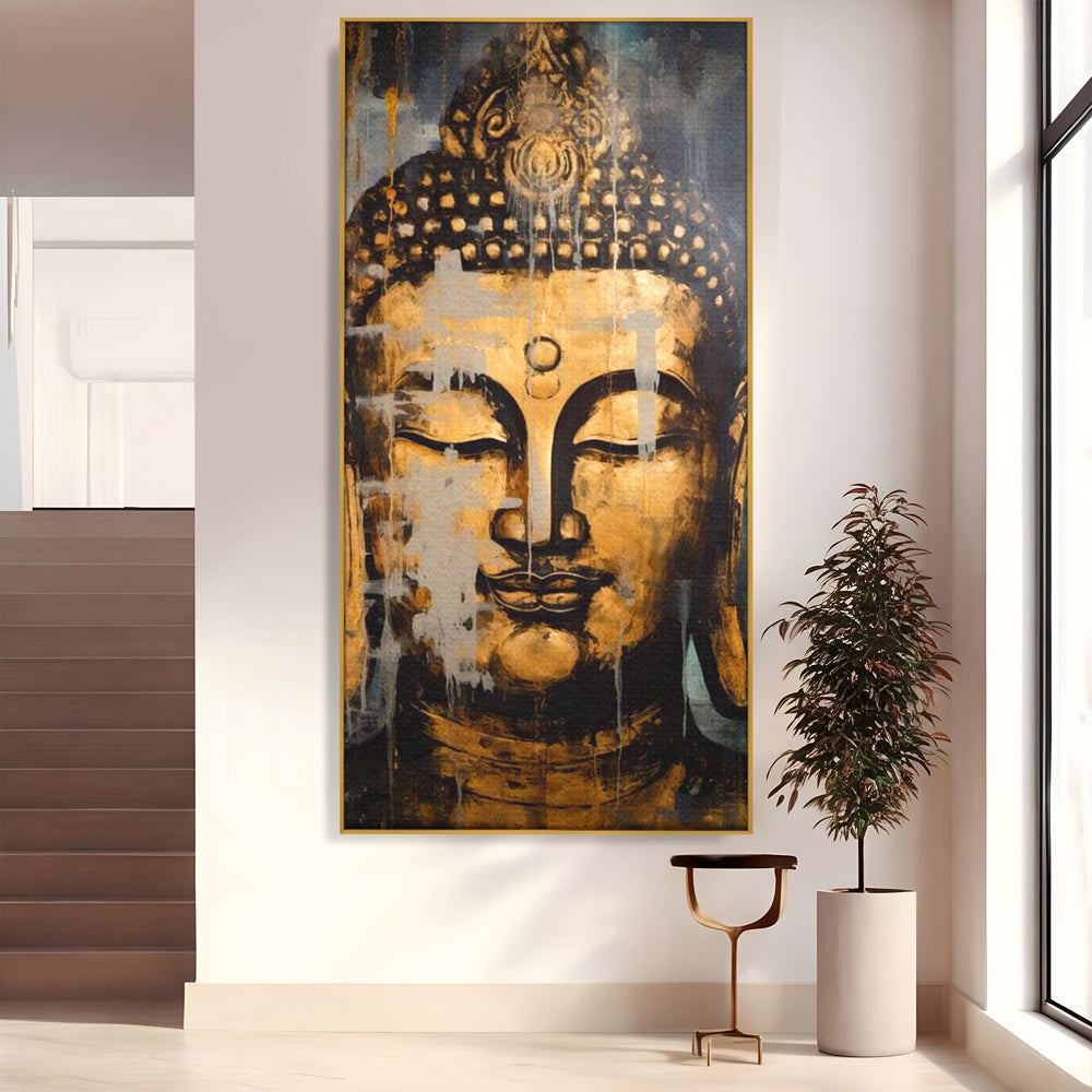 Tablou Canvas Premium LuxCanva® I126, Spirit Etern, Buddha, Zen, Meditatie, Spiritualitate, Armonie, Pace Interioara, Echilibru, Ritual, Urna, Gold, Living, Dormitor