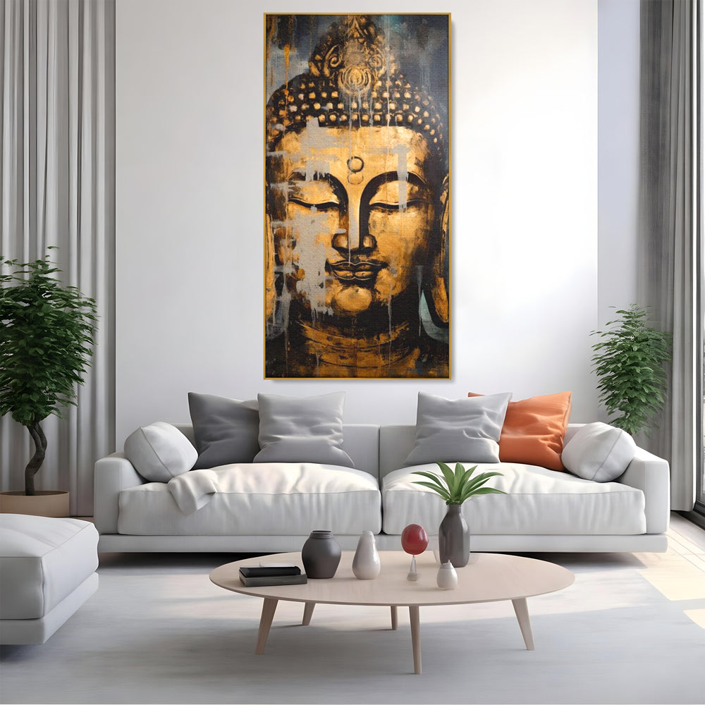 Tablou Canvas Premium LuxCanva® I126, Spirit Etern, Buddha, Zen, Meditatie, Spiritualitate, Armonie, Pace Interioara, Echilibru, Ritual, Urna, Gold, Living, Dormitor