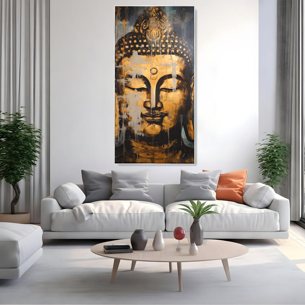 Tablou Canvas Premium LuxCanva® I126, Spirit Etern, Buddha, Zen, Meditatie, Spiritualitate, Armonie, Pace Interioara, Echilibru, Ritual, Urna, Gold, Living, Dormitor