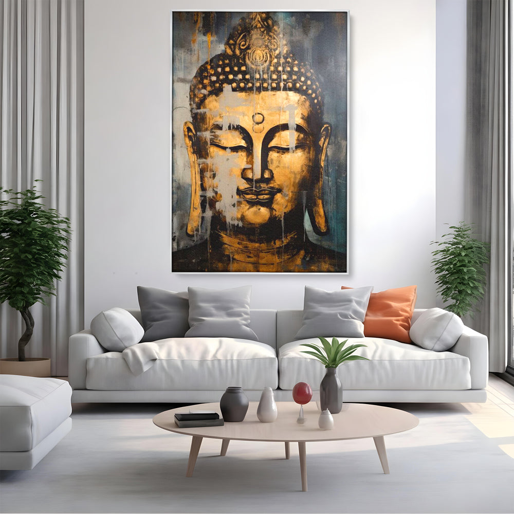 Tablou Canvas Premium LuxCanva® I126, Spirit Etern, Buddha, Zen, Meditatie, Spiritualitate, Armonie, Pace Interioara, Echilibru, Ritual, Urna, Gold, Living, Dormitor