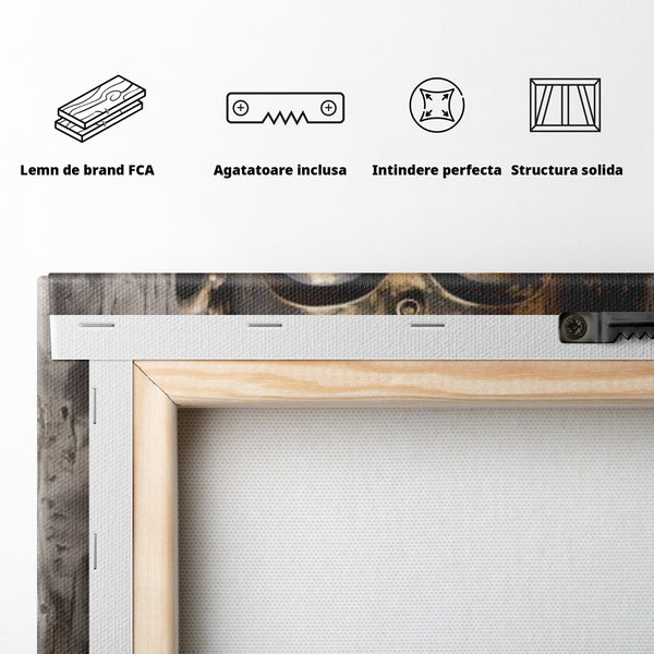 Tablou Canvas Premium LuxCanva® I128, Buddha si Floarea Sacra, Zen, Meditatie, Spiritualitate, Armonie, Pace Interioara, Echilibru, Lotus, Flori, Urna, Living, Dormitor