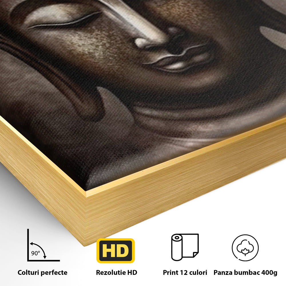Tablou Canvas Premium LuxCanva® I129, Esenta Pacii, Buddha, Zen, Meditatie, Spiritualitate, Armonie, Pace Interioara, Echilibru, Ritual, Iluminare, Urna, Living, Dormitor