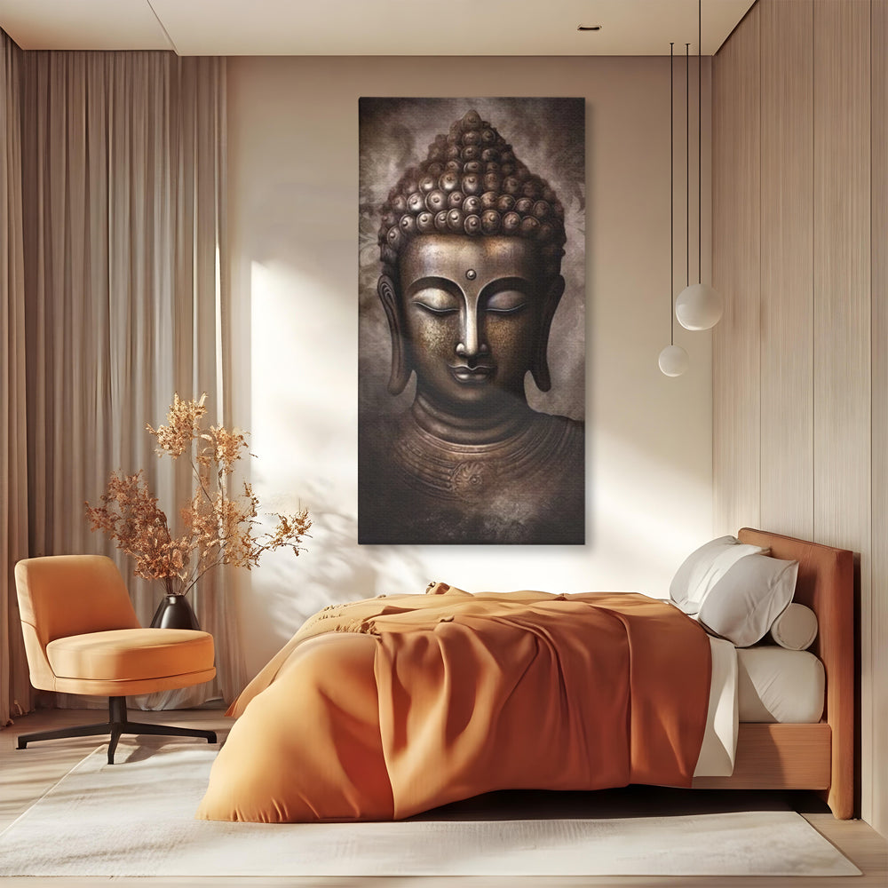 Tablou Canvas Premium LuxCanva® I129, Esenta Pacii, Buddha, Zen, Meditatie, Spiritualitate, Armonie, Pace Interioara, Echilibru, Ritual, Iluminare, Urna, Living, Dormitor