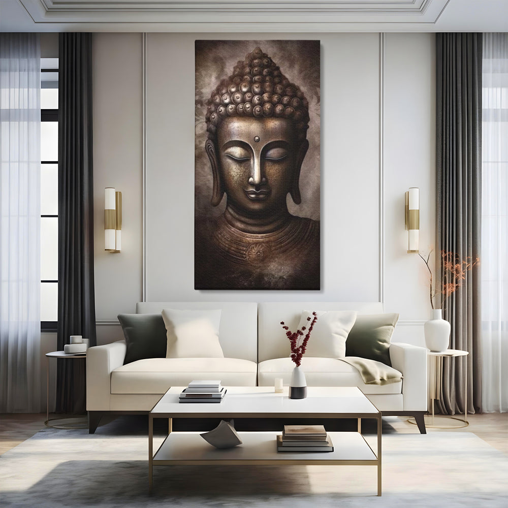 Tablou Canvas Premium LuxCanva® I129, Esenta Pacii, Buddha, Zen, Meditatie, Spiritualitate, Armonie, Pace Interioara, Echilibru, Ritual, Iluminare, Urna, Living, Dormitor