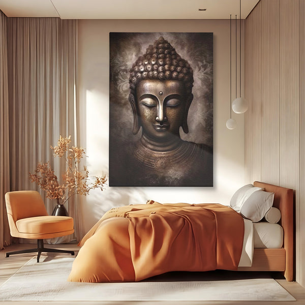 Tablou Canvas Premium LuxCanva® I129, Esenta Pacii, Buddha, Zen, Meditatie, Spiritualitate, Armonie, Pace Interioara, Echilibru, Ritual, Iluminare, Urna, Living, Dormitor