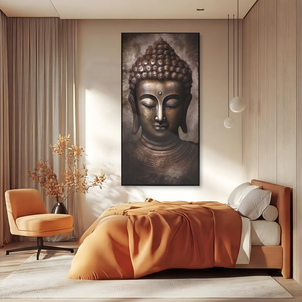 Tablou Canvas Premium LuxCanva® I129, Esenta Pacii, Buddha, Zen, Meditatie, Spiritualitate, Armonie, Pace Interioara, Echilibru, Ritual, Iluminare, Urna, Living, Dormitor