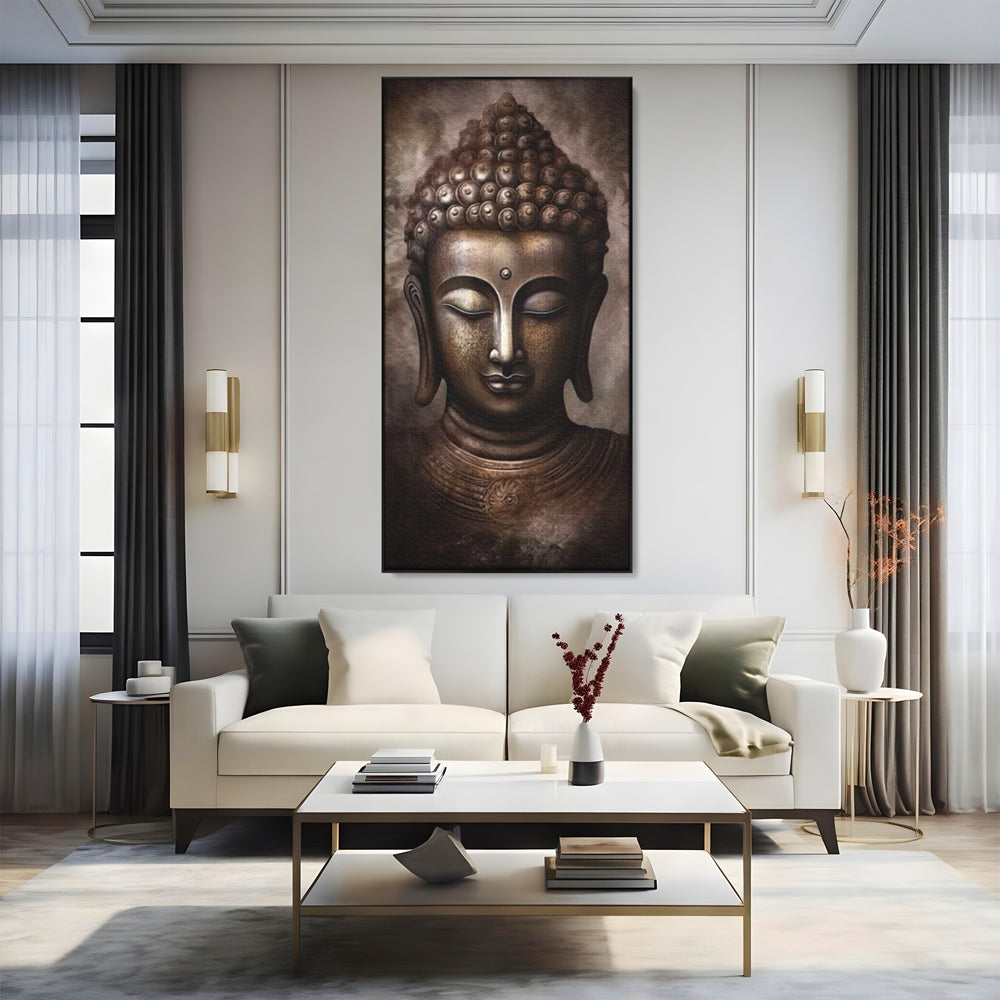 Tablou Canvas Premium LuxCanva® I129, Esenta Pacii, Buddha, Zen, Meditatie, Spiritualitate, Armonie, Pace Interioara, Echilibru, Ritual, Iluminare, Urna, Living, Dormitor