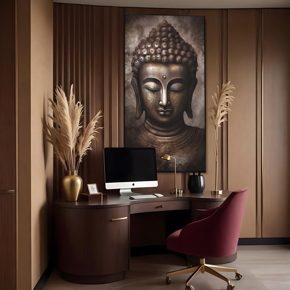 Tablou Canvas Premium LuxCanva® I129, Esenta Pacii, Buddha, Zen, Meditatie, Spiritualitate, Armonie, Pace Interioara, Echilibru, Ritual, Iluminare, Urna, Living, Dormitor