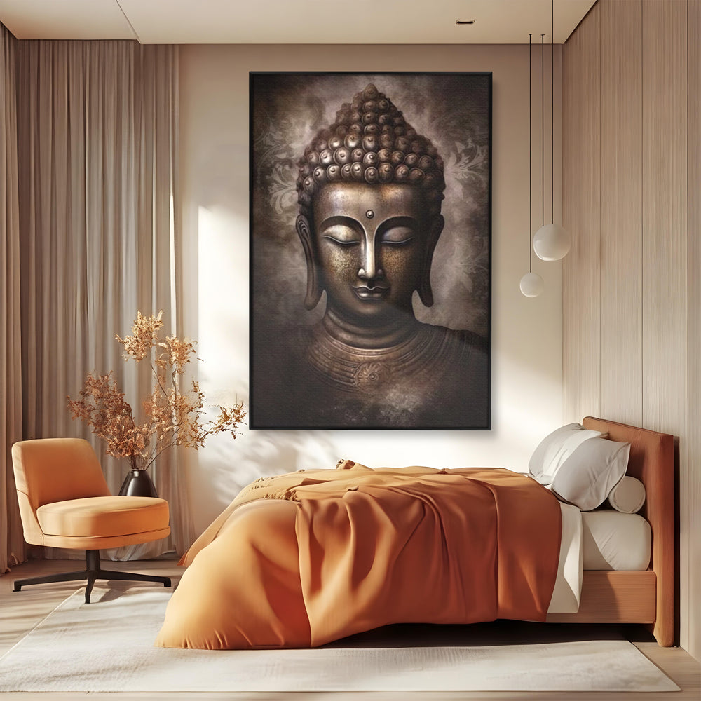 Tablou Canvas Premium LuxCanva® I129, Esenta Pacii, Buddha, Zen, Meditatie, Spiritualitate, Armonie, Pace Interioara, Echilibru, Ritual, Iluminare, Urna, Living, Dormitor