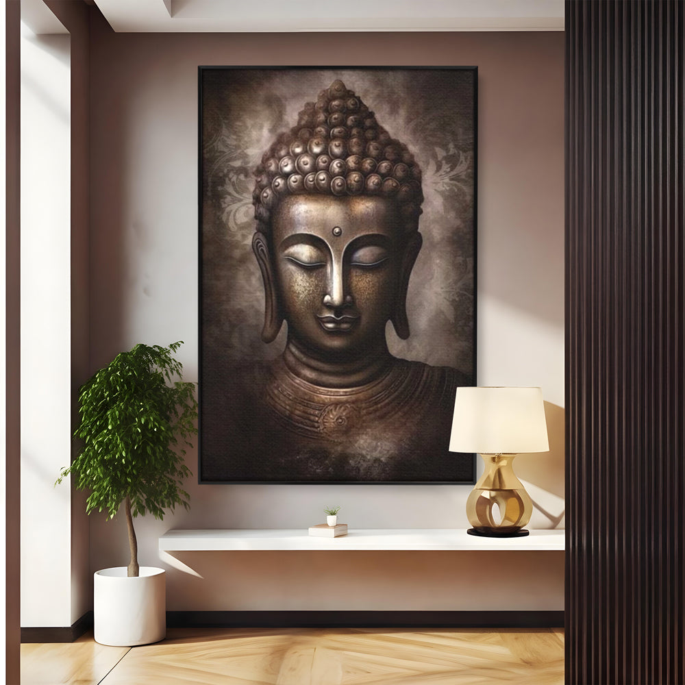 Tablou Canvas Premium LuxCanva® I129, Esenta Pacii, Buddha, Zen, Meditatie, Spiritualitate, Armonie, Pace Interioara, Echilibru, Ritual, Iluminare, Urna, Living, Dormitor
