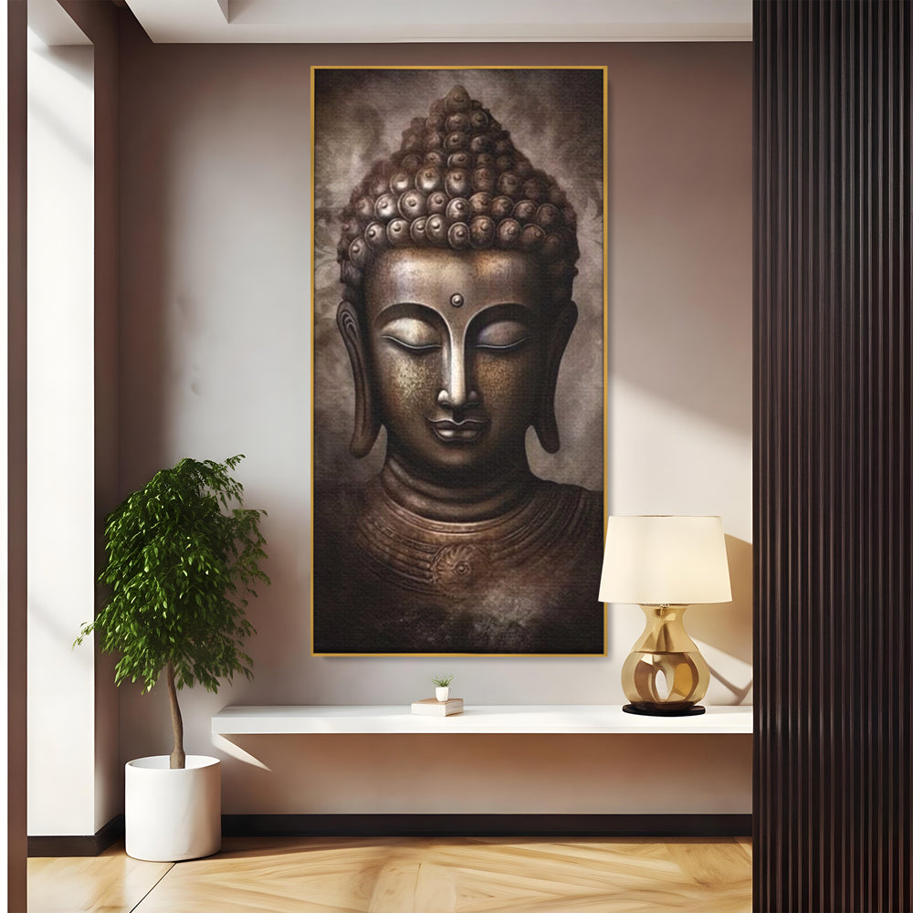 Tablou Canvas Premium LuxCanva® I129, Esenta Pacii, Buddha, Zen, Meditatie, Spiritualitate, Armonie, Pace Interioara, Echilibru, Ritual, Iluminare, Urna, Living, Dormitor