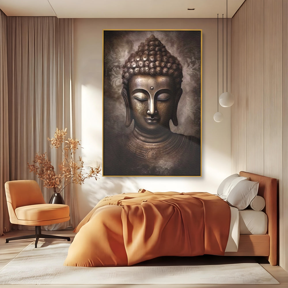 Tablou Canvas Premium LuxCanva® I129, Esenta Pacii, Buddha, Zen, Meditatie, Spiritualitate, Armonie, Pace Interioara, Echilibru, Ritual, Iluminare, Urna, Living, Dormitor