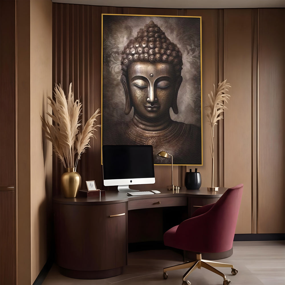 Tablou Canvas Premium LuxCanva® I129, Esenta Pacii, Buddha, Zen, Meditatie, Spiritualitate, Armonie, Pace Interioara, Echilibru, Ritual, Iluminare, Urna, Living, Dormitor