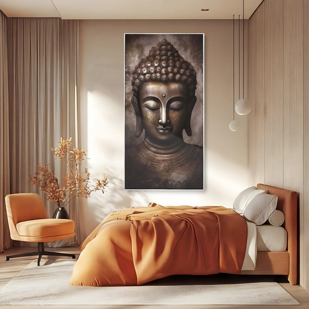 Tablou Canvas Premium LuxCanva® I129, Esenta Pacii, Buddha, Zen, Meditatie, Spiritualitate, Armonie, Pace Interioara, Echilibru, Ritual, Iluminare, Urna, Living, Dormitor
