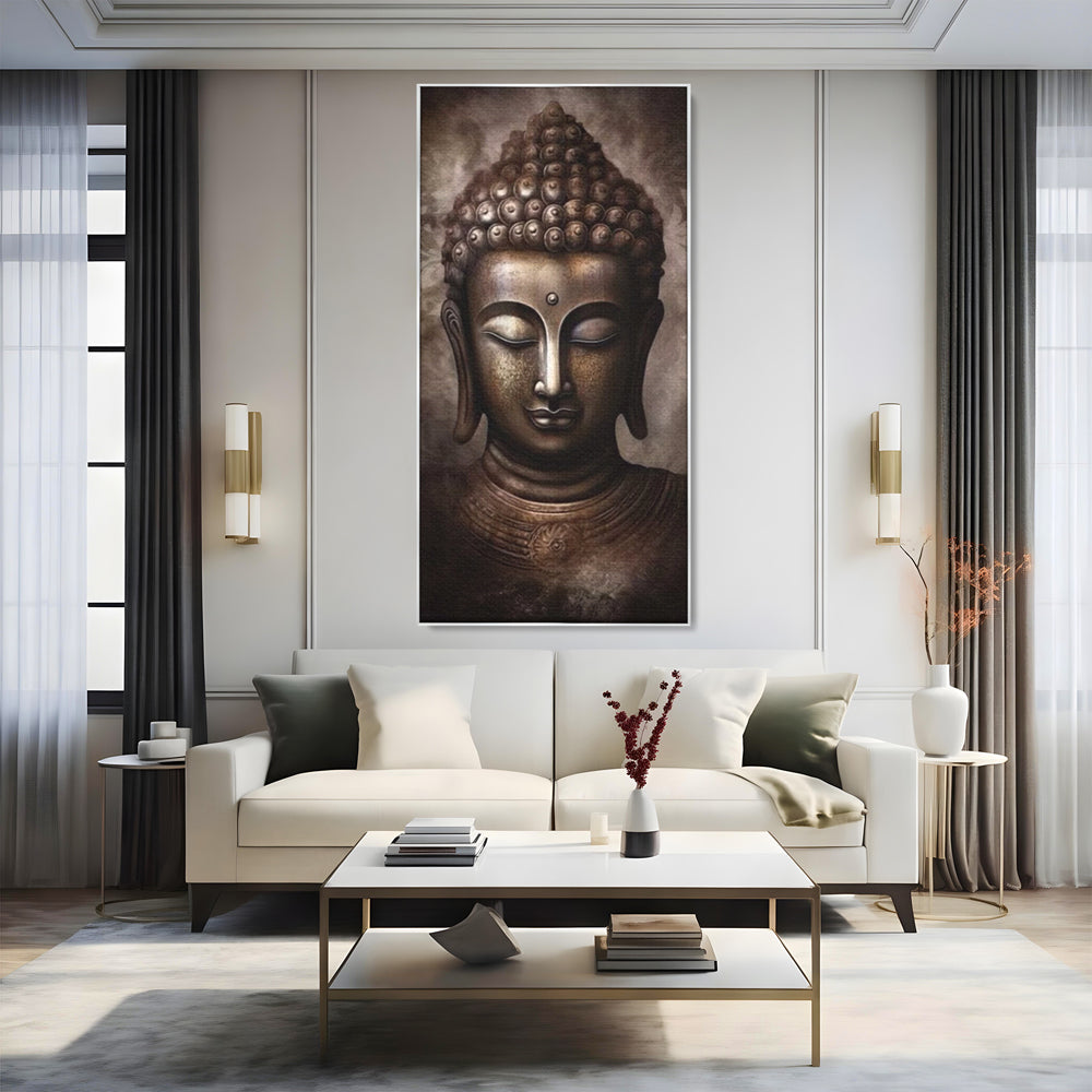 Tablou Canvas Premium LuxCanva® I129, Esenta Pacii, Buddha, Zen, Meditatie, Spiritualitate, Armonie, Pace Interioara, Echilibru, Ritual, Iluminare, Urna, Living, Dormitor