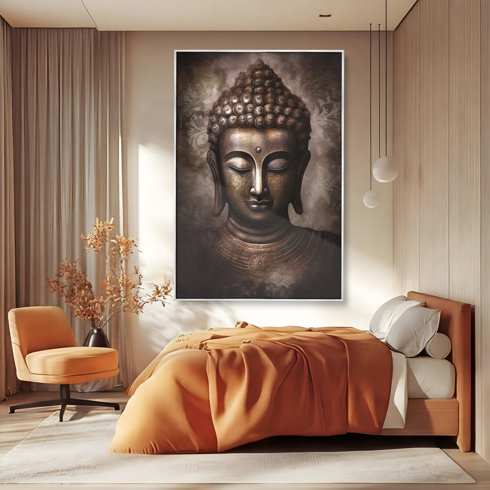 Tablou Canvas Premium LuxCanva® I129, Esenta Pacii, Buddha, Zen, Meditatie, Spiritualitate, Armonie, Pace Interioara, Echilibru, Ritual, Iluminare, Urna, Living, Dormitor