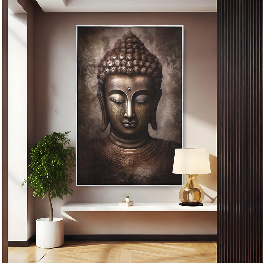 Tablou Canvas Premium LuxCanva® I129, Esenta Pacii, Buddha, Zen, Meditatie, Spiritualitate, Armonie, Pace Interioara, Echilibru, Ritual, Iluminare, Urna, Living, Dormitor