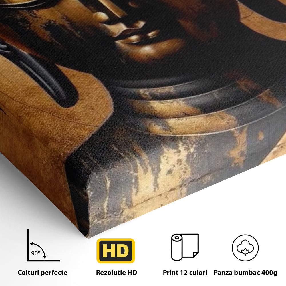 Leinwand Leinwand Wandkunst Premium LuxCanva® I130, Nirwana erreichen, Buddha, Zen, Spiritualität, Meditation, Harmonie, Erleuchtung, Erleuchtung, Gleichgewicht, Gold, Symbolisches Geschenk, Wohnen, Schlafzimmer
