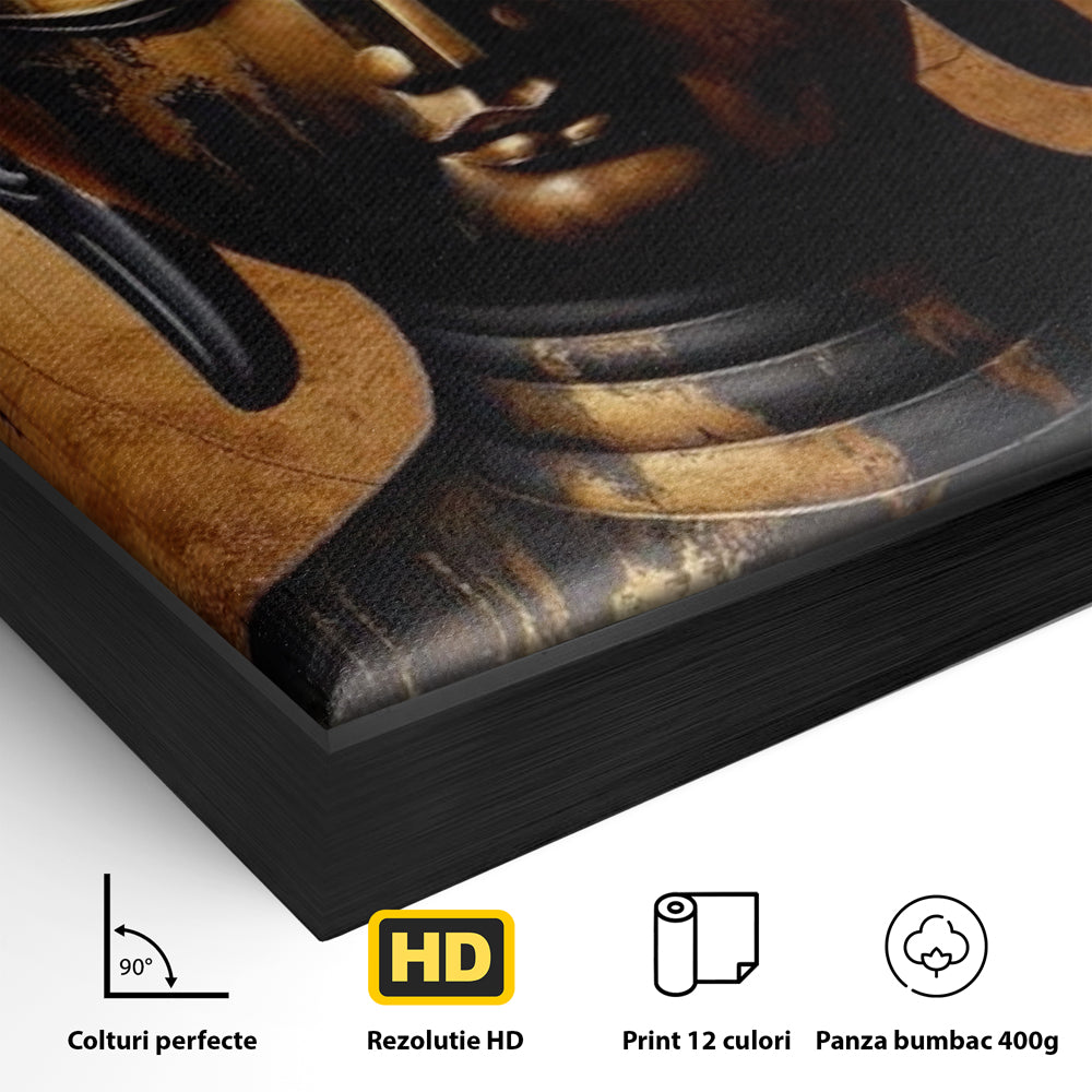 Leinwand Leinwand Wandkunst Premium LuxCanva® I130, Nirwana erreichen, Buddha, Zen, Spiritualität, Meditation, Harmonie, Erleuchtung, Erleuchtung, Gleichgewicht, Gold, Symbolisches Geschenk, Wohnen, Schlafzimmer