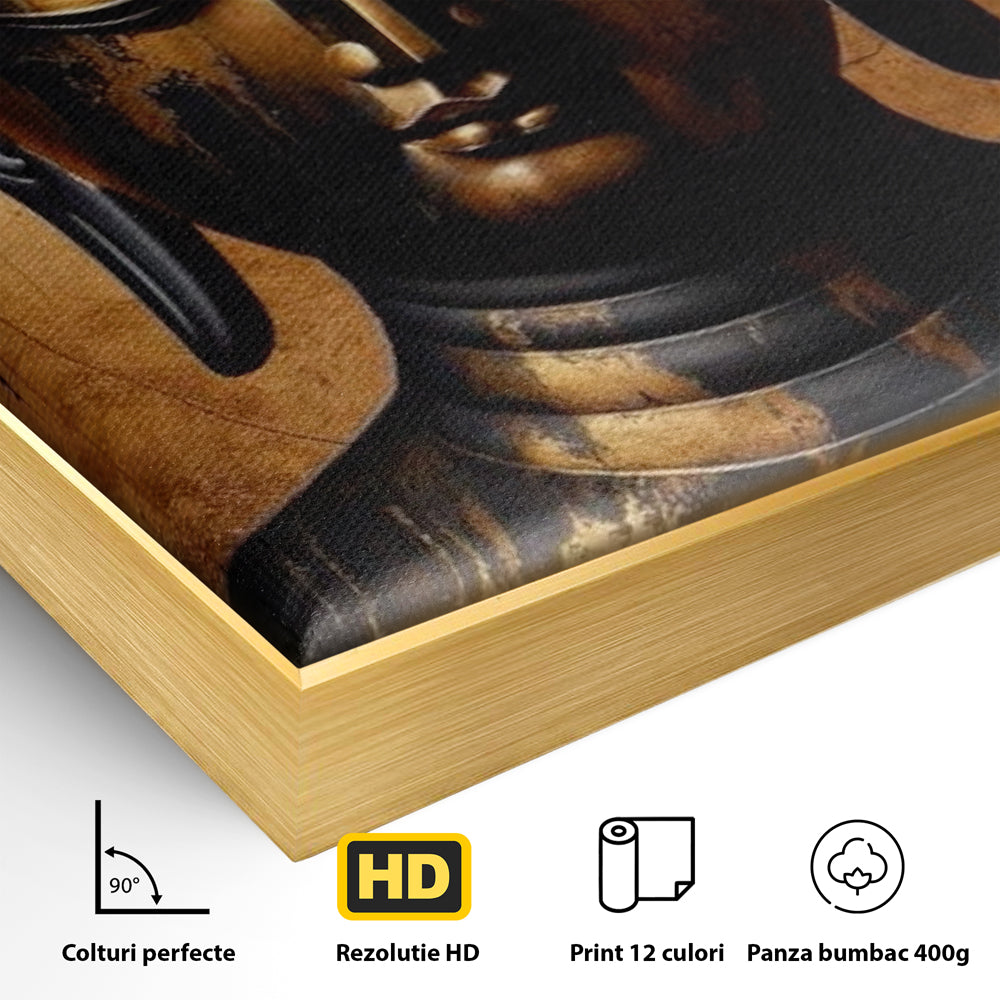 Leinwand Leinwand Wandkunst Premium LuxCanva® I130, Nirwana erreichen, Buddha, Zen, Spiritualität, Meditation, Harmonie, Erleuchtung, Erleuchtung, Gleichgewicht, Gold, Symbolisches Geschenk, Wohnen, Schlafzimmer