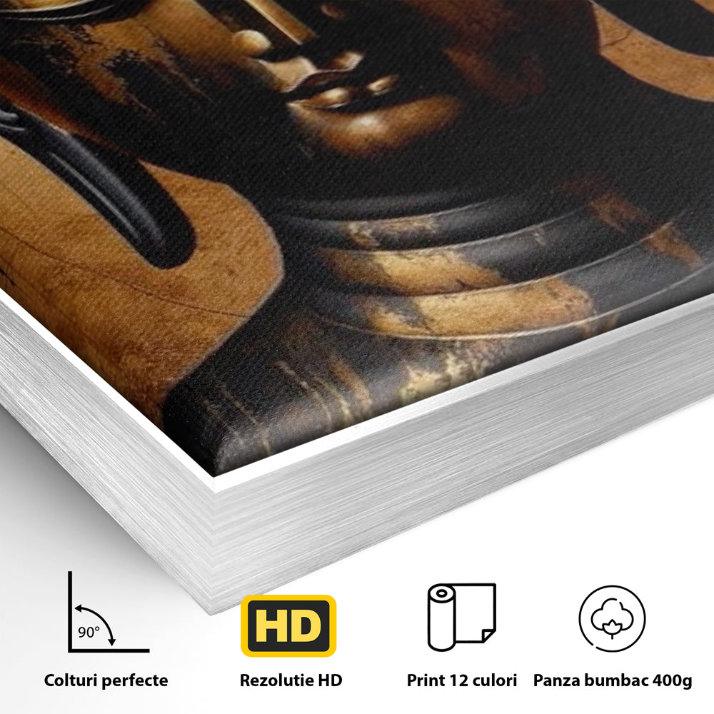 Leinwand Leinwand Wandkunst Premium LuxCanva® I130, Nirwana erreichen, Buddha, Zen, Spiritualität, Meditation, Harmonie, Erleuchtung, Erleuchtung, Gleichgewicht, Gold, Symbolisches Geschenk, Wohnen, Schlafzimmer