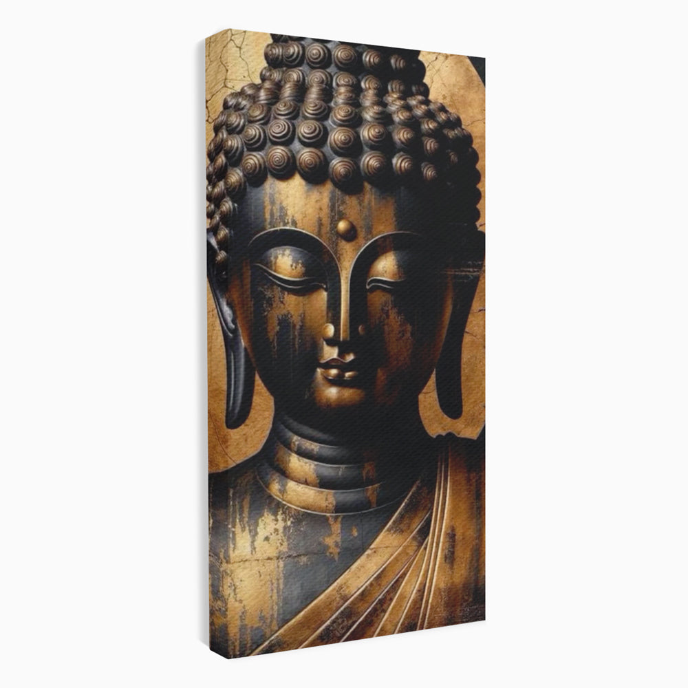 Leinwand Leinwand Wandkunst Premium LuxCanva® I130, Nirwana erreichen, Buddha, Zen, Spiritualität, Meditation, Harmonie, Erleuchtung, Erleuchtung, Gleichgewicht, Gold, Symbolisches Geschenk, Wohnen, Schlafzimmer