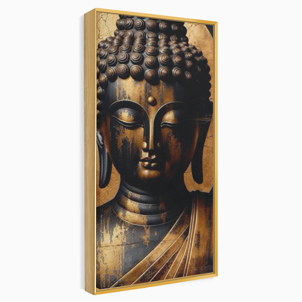 Leinwand Leinwand Wandkunst Premium LuxCanva® I130, Nirwana erreichen, Buddha, Zen, Spiritualität, Meditation, Harmonie, Erleuchtung, Erleuchtung, Gleichgewicht, Gold, Symbolisches Geschenk, Wohnen, Schlafzimmer