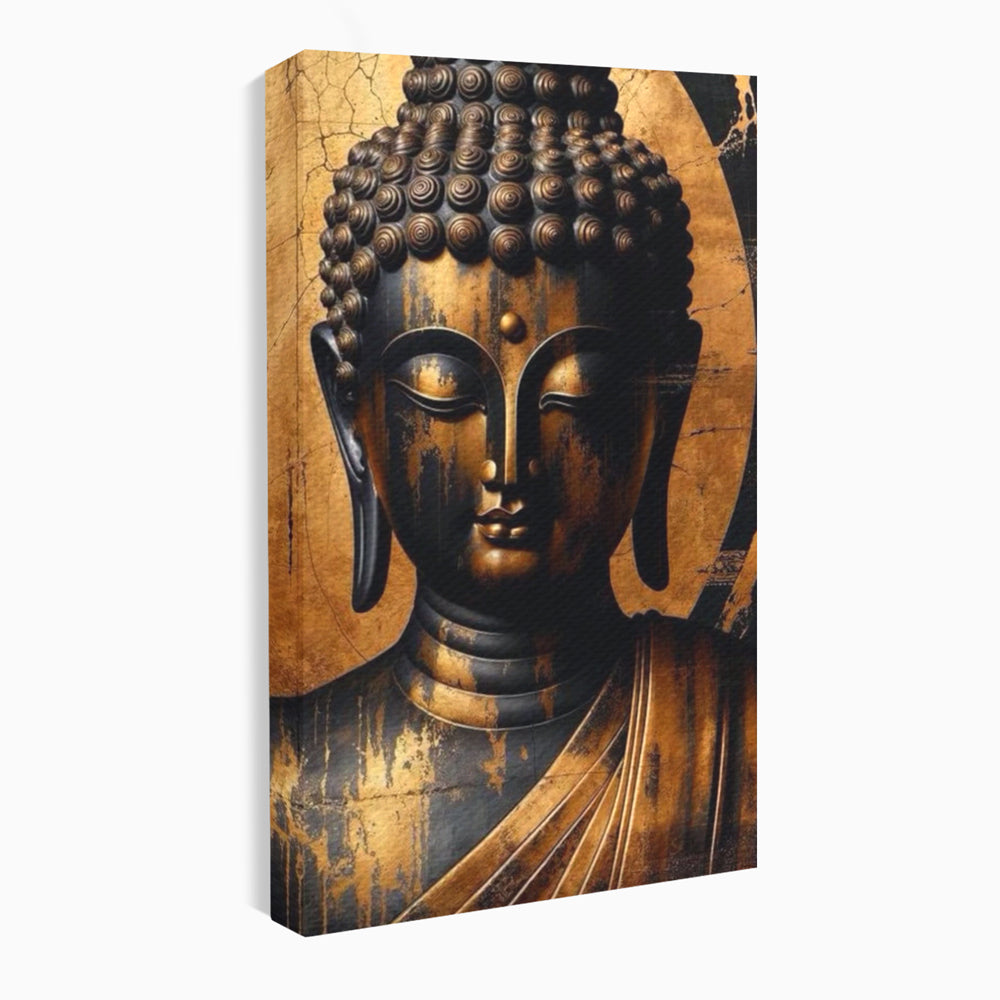 Leinwand Leinwand Wandkunst Premium LuxCanva® I130, Nirwana erreichen, Buddha, Zen, Spiritualität, Meditation, Harmonie, Erleuchtung, Erleuchtung, Gleichgewicht, Gold, Symbolisches Geschenk, Wohnen, Schlafzimmer