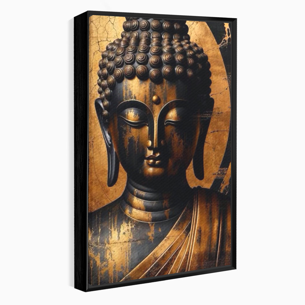 Leinwand Leinwand Wandkunst Premium LuxCanva® I130, Nirwana erreichen, Buddha, Zen, Spiritualität, Meditation, Harmonie, Erleuchtung, Erleuchtung, Gleichgewicht, Gold, Symbolisches Geschenk, Wohnen, Schlafzimmer