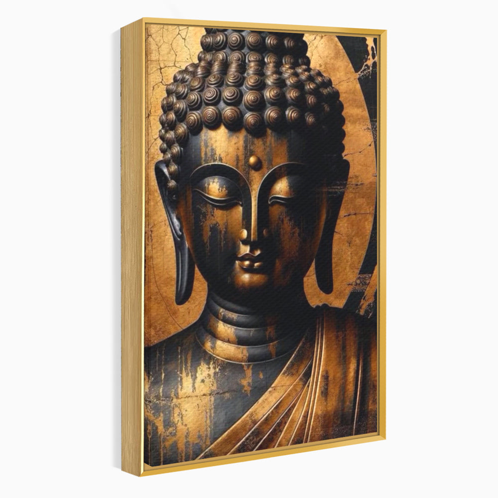 Leinwand Leinwand Wandkunst Premium LuxCanva® I130, Nirwana erreichen, Buddha, Zen, Spiritualität, Meditation, Harmonie, Erleuchtung, Erleuchtung, Gleichgewicht, Gold, Symbolisches Geschenk, Wohnen, Schlafzimmer