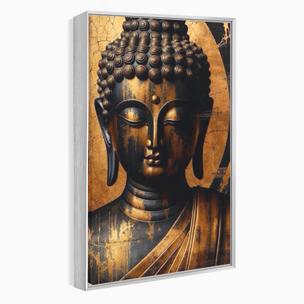 Leinwand Leinwand Wandkunst Premium LuxCanva® I130, Nirwana erreichen, Buddha, Zen, Spiritualität, Meditation, Harmonie, Erleuchtung, Erleuchtung, Gleichgewicht, Gold, Symbolisches Geschenk, Wohnen, Schlafzimmer