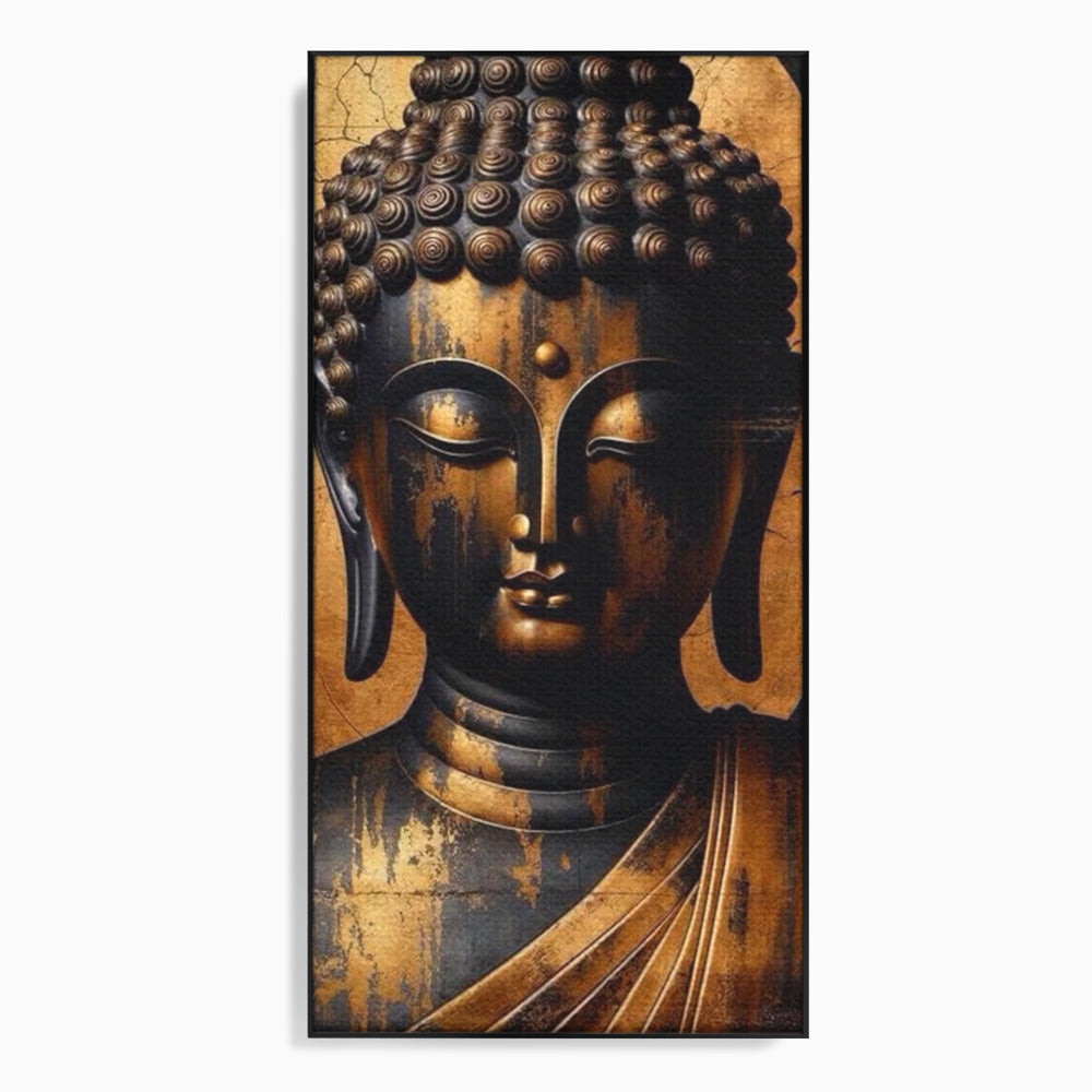 Leinwand Leinwand Wandkunst Premium LuxCanva® I130, Nirwana erreichen, Buddha, Zen, Spiritualität, Meditation, Harmonie, Erleuchtung, Erleuchtung, Gleichgewicht, Gold, Symbolisches Geschenk, Wohnen, Schlafzimmer