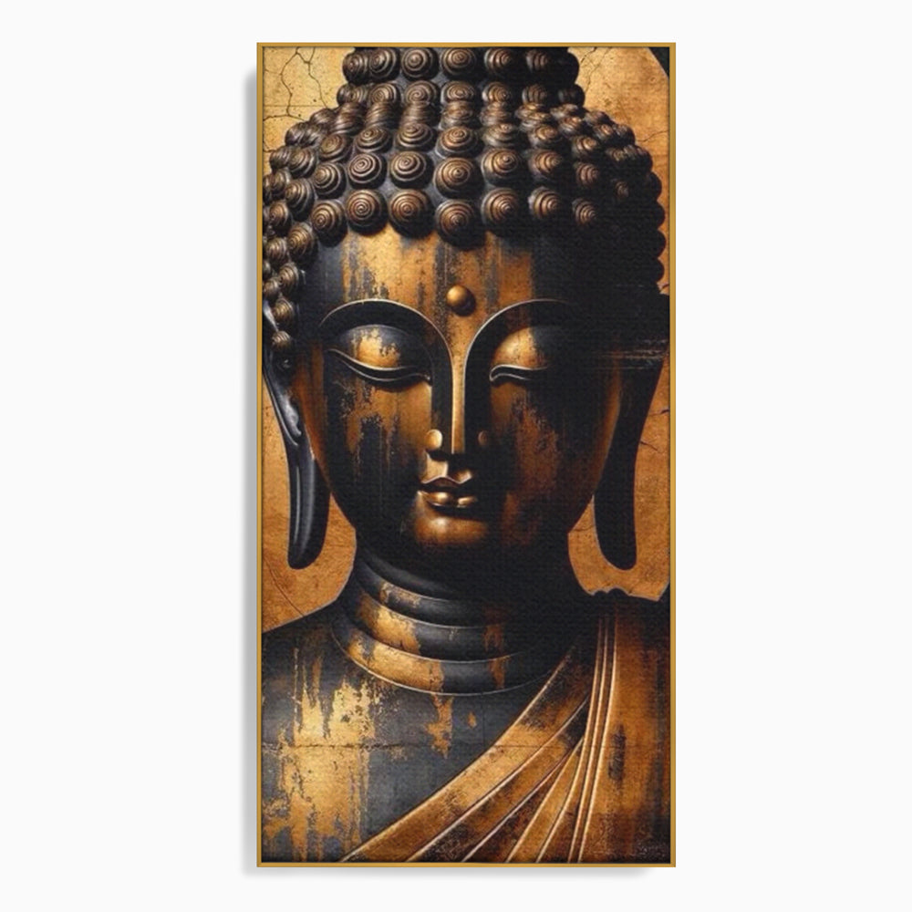 Leinwand Leinwand Wandkunst Premium LuxCanva® I130, Nirwana erreichen, Buddha, Zen, Spiritualität, Meditation, Harmonie, Erleuchtung, Erleuchtung, Gleichgewicht, Gold, Symbolisches Geschenk, Wohnen, Schlafzimmer