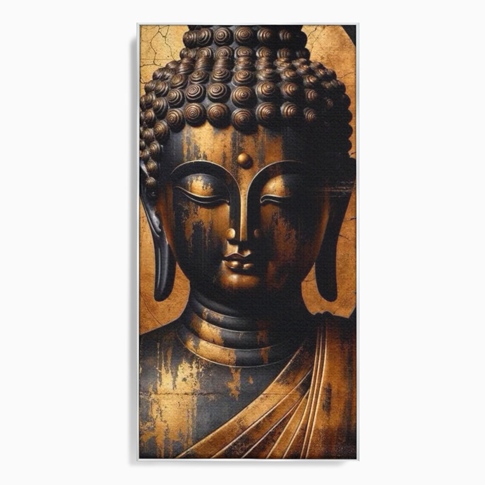 Leinwand Leinwand Wandkunst Premium LuxCanva® I130, Nirwana erreichen, Buddha, Zen, Spiritualität, Meditation, Harmonie, Erleuchtung, Erleuchtung, Gleichgewicht, Gold, Symbolisches Geschenk, Wohnen, Schlafzimmer