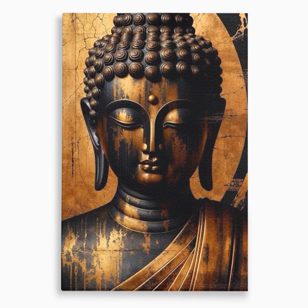 Leinwand Leinwand Wandkunst Premium LuxCanva® I130, Nirwana erreichen, Buddha, Zen, Spiritualität, Meditation, Harmonie, Erleuchtung, Erleuchtung, Gleichgewicht, Gold, Symbolisches Geschenk, Wohnen, Schlafzimmer