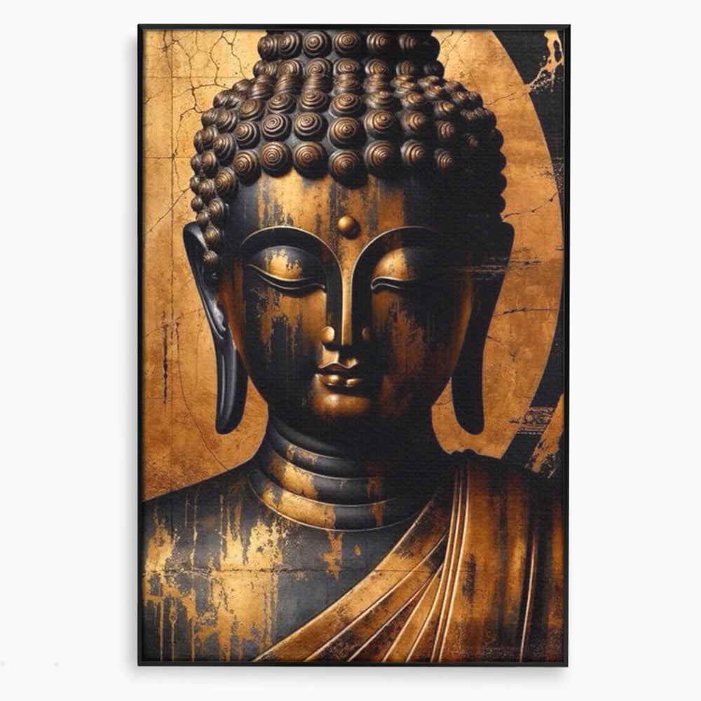 Leinwand Leinwand Wandkunst Premium LuxCanva® I130, Nirwana erreichen, Buddha, Zen, Spiritualität, Meditation, Harmonie, Erleuchtung, Erleuchtung, Gleichgewicht, Gold, Symbolisches Geschenk, Wohnen, Schlafzimmer
