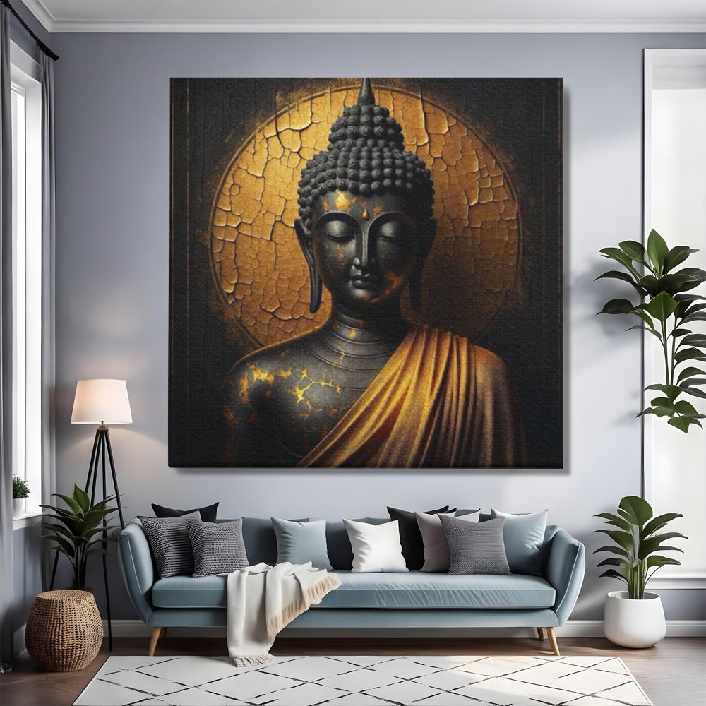 Tablou Canvas Premium LuxCanva® I131, Iluminarea Tacuta, Buddha, Zen, Spiritualitate, Meditatie, Armonie, Iluminare, Echilibru, Gold, Cadou Simbolic, Living, Dormitor