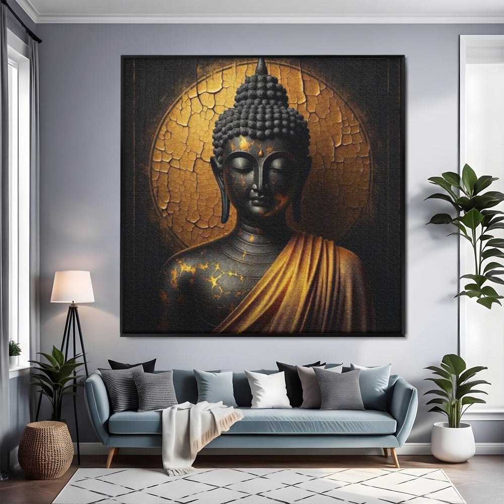 Tablou Canvas Premium LuxCanva® I131, Iluminarea Tacuta, Buddha, Zen, Spiritualitate, Meditatie, Armonie, Iluminare, Echilibru, Gold, Cadou Simbolic, Living, Dormitor