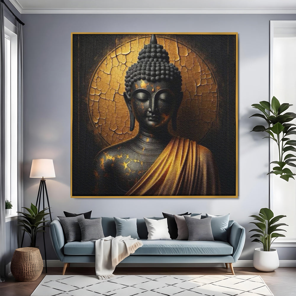 Tablou Canvas Premium LuxCanva® I131, Iluminarea Tacuta, Buddha, Zen, Spiritualitate, Meditatie, Armonie, Iluminare, Echilibru, Gold, Cadou Simbolic, Living, Dormitor
