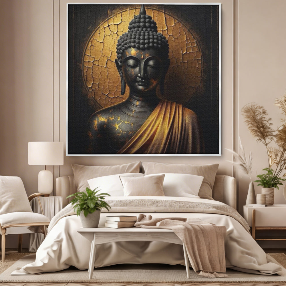 Tablou Canvas Premium LuxCanva® I131, Iluminarea Tacuta, Buddha, Zen, Spiritualitate, Meditatie, Armonie, Iluminare, Echilibru, Gold, Cadou Simbolic, Living, Dormitor